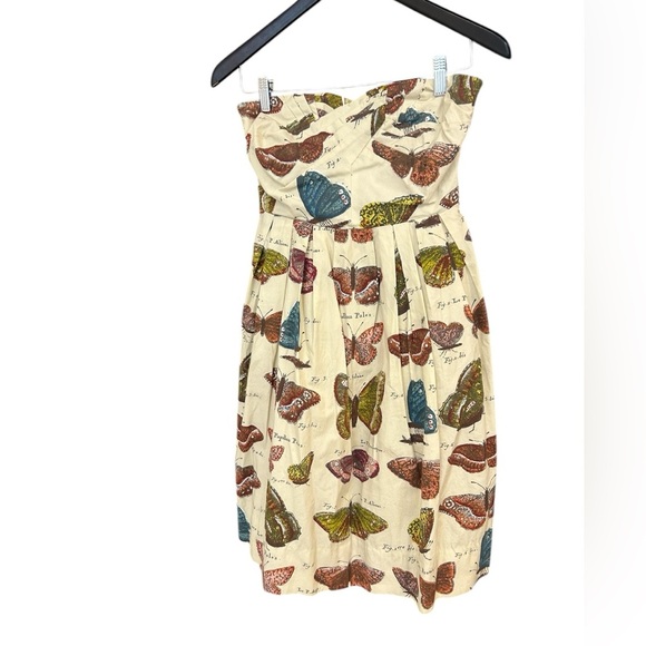 Maeve (Anthropologie) Size 4 Butterfly Print Strapless Dress with tule skirt EUC - Picture 1 of 11